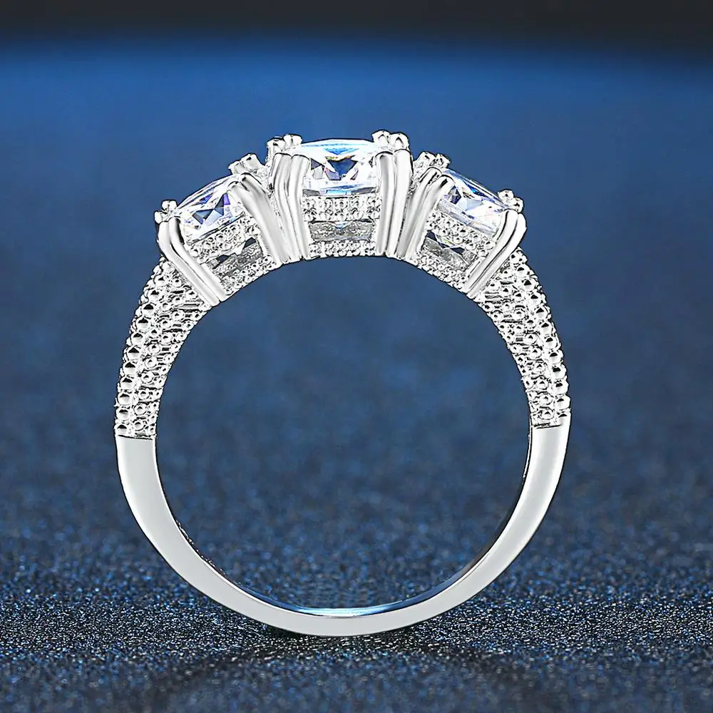 Double Fair Romantic Lovely Cubic Zirconia Crystal Rings For Women Wedding Engagement White Gold Color Ring Jewelry DFR497