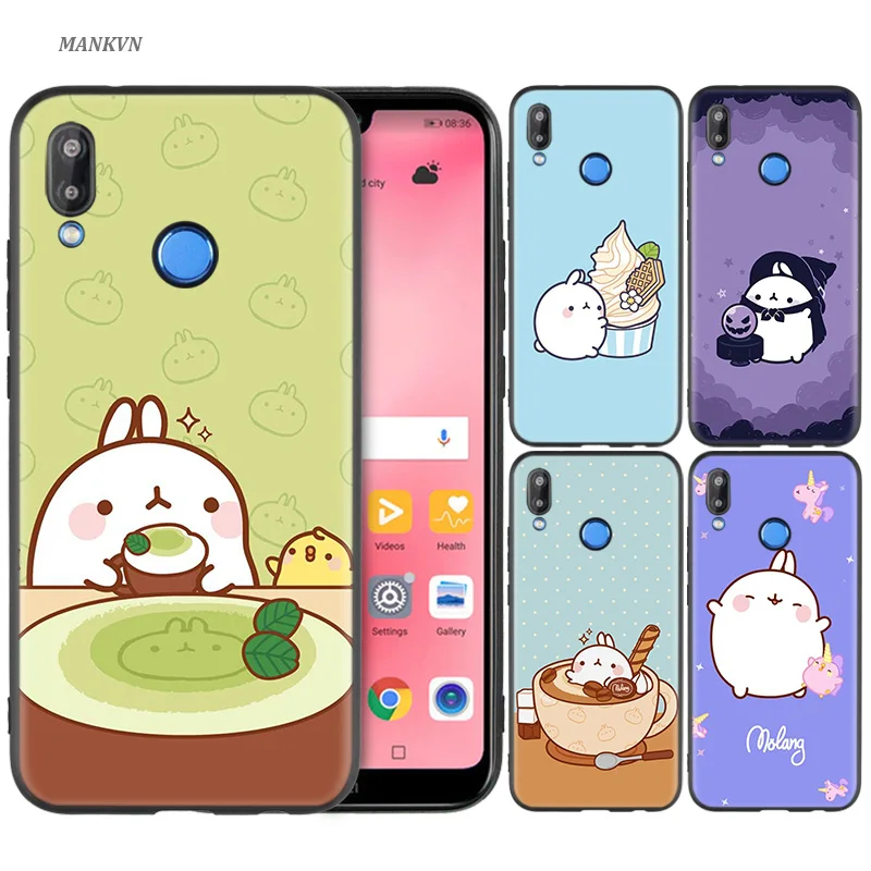 

Silicone Case Cover for Huawei P20 P10 P9 P8 Lite Pro 2017 P Smart+ 2019 Nova 3i 3E Phone Cases kawaii Tea with Molang Cupcake