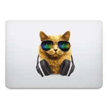 DJ Cat с очками наклейка для ноутбука Наклейка на MacBook Pro Air retina 11 12 13 14 15 дюймов Mac Book кожа частичная наклейка для ноутбука