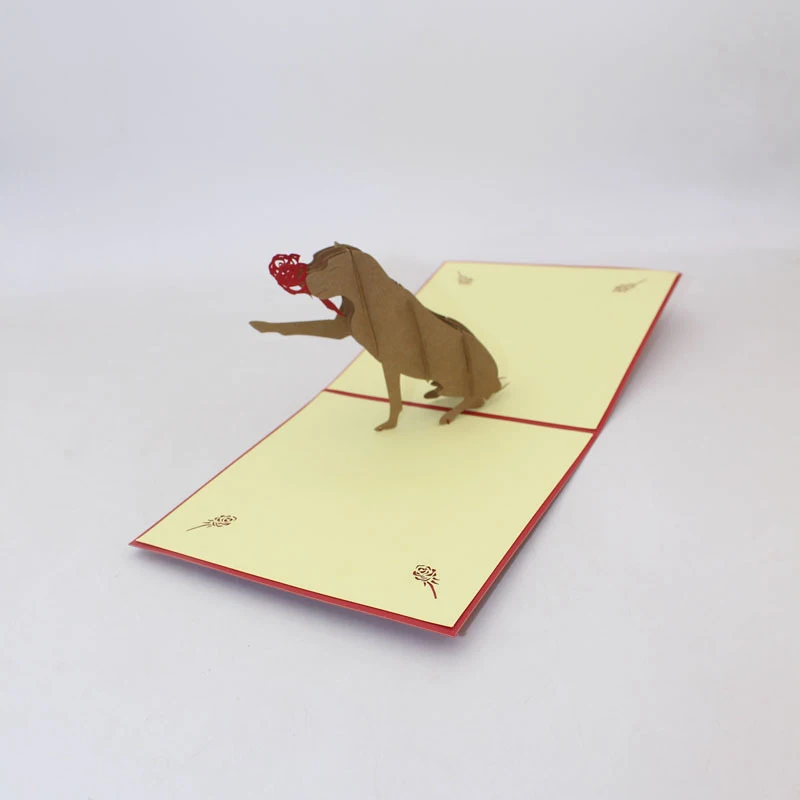  3D Handmade Valentine's Day Propose Show Love Flower Dog Paper Wedding Invitation Greeting Cards Gi - 33015817370