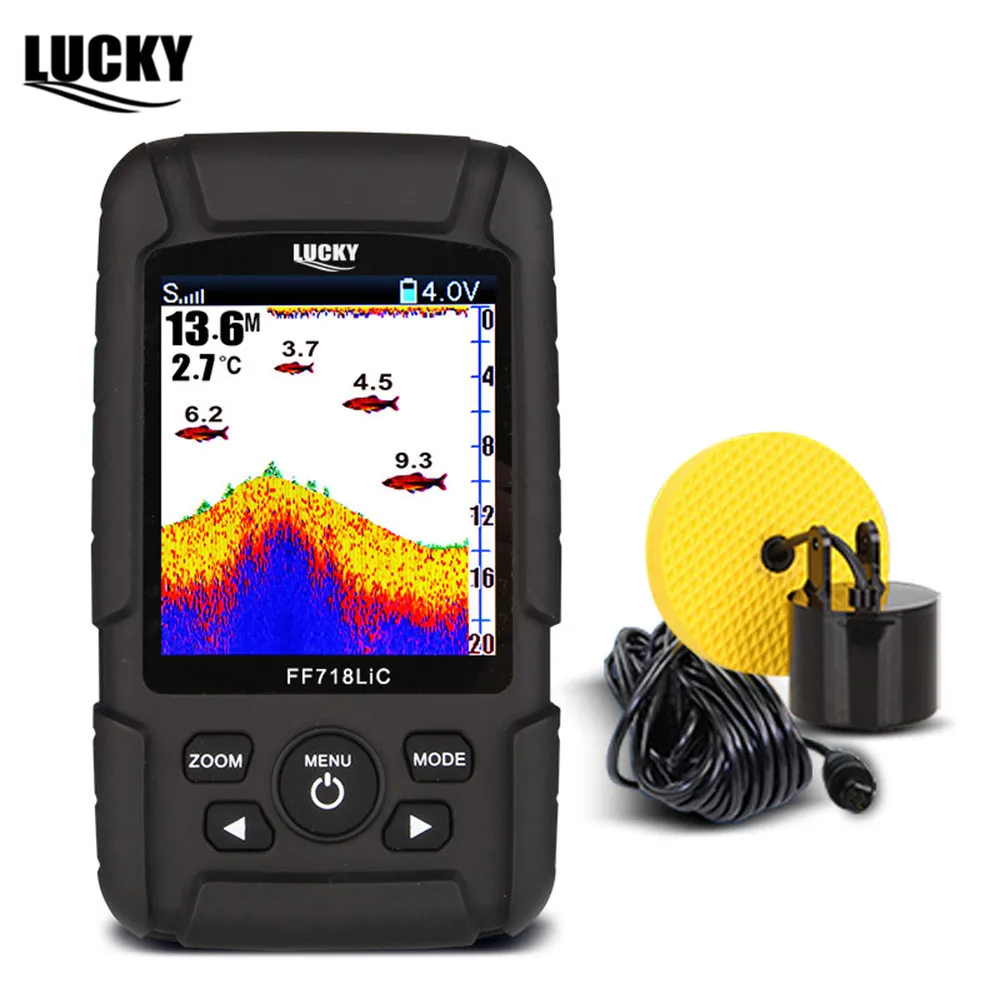 محظوظ FF718LiC-T المحمولة تحت الماء السلكية السمك مكتشف 100 متر عمق Fishfinder مع LCD عرض