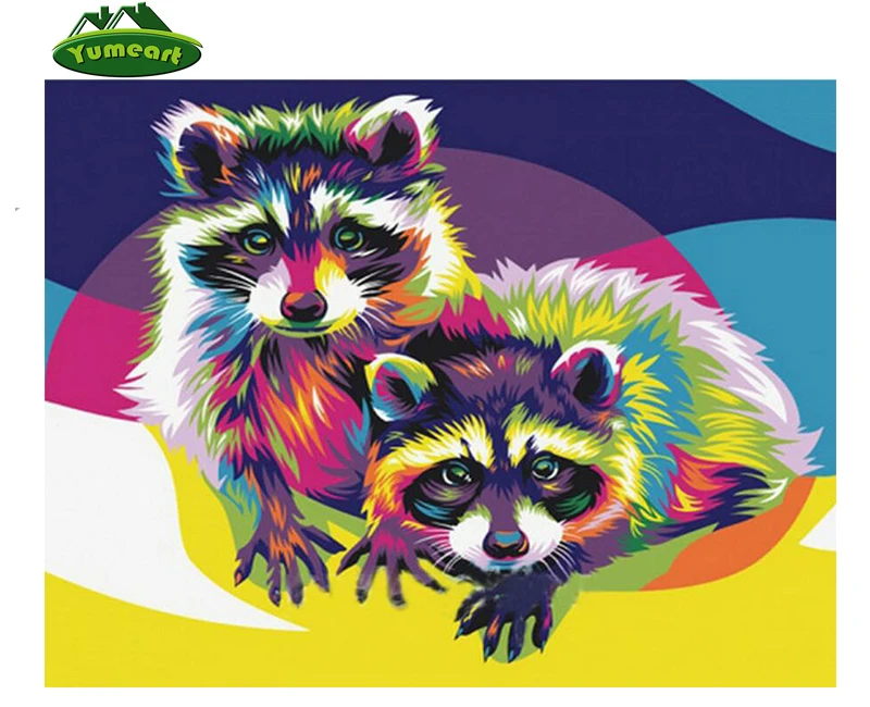 DIY Full Diamonds Embroidery Pictures Diamond Mosaic Animal Koala Drawing Painting Color Raccoon Rhinestones Cross Stitch Kits | Дом и сад