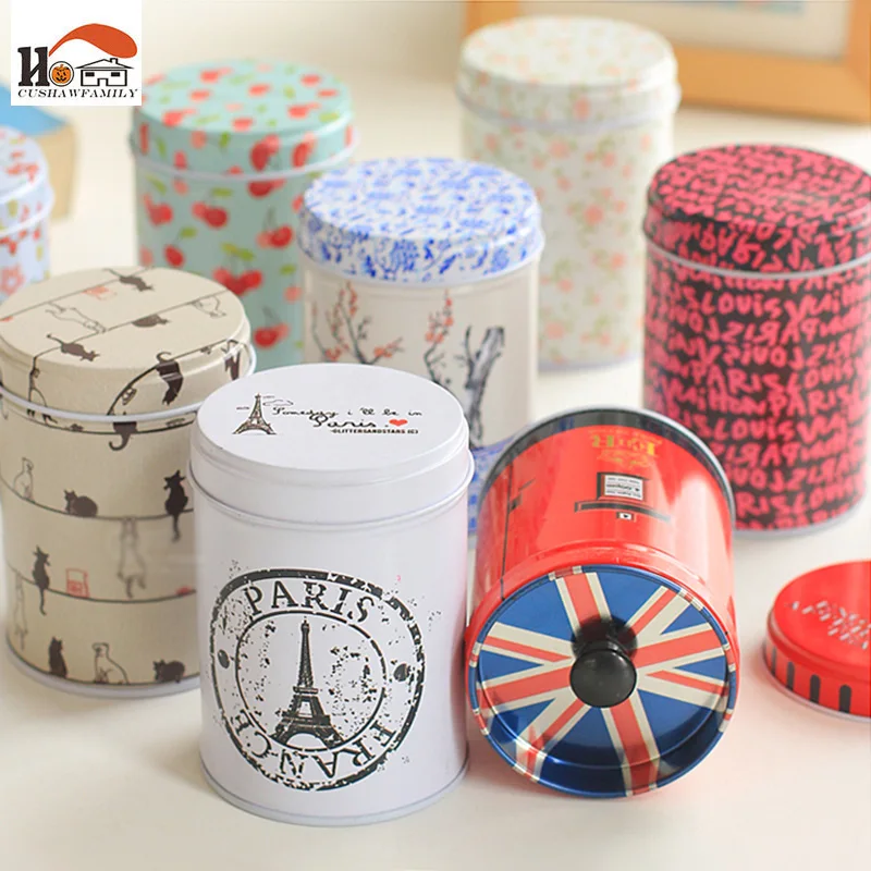 

CUSHAWFAMILY elegant double layer seal Tea caddy receive storage box wedding favor tin box cable organizer container household