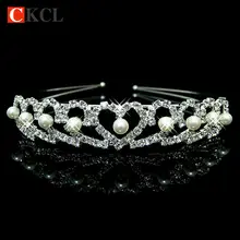 Romantic fashion rhinestone crystal pearl headdress, silver wedding tiara with the bride contracted hair Hairwear flower girl