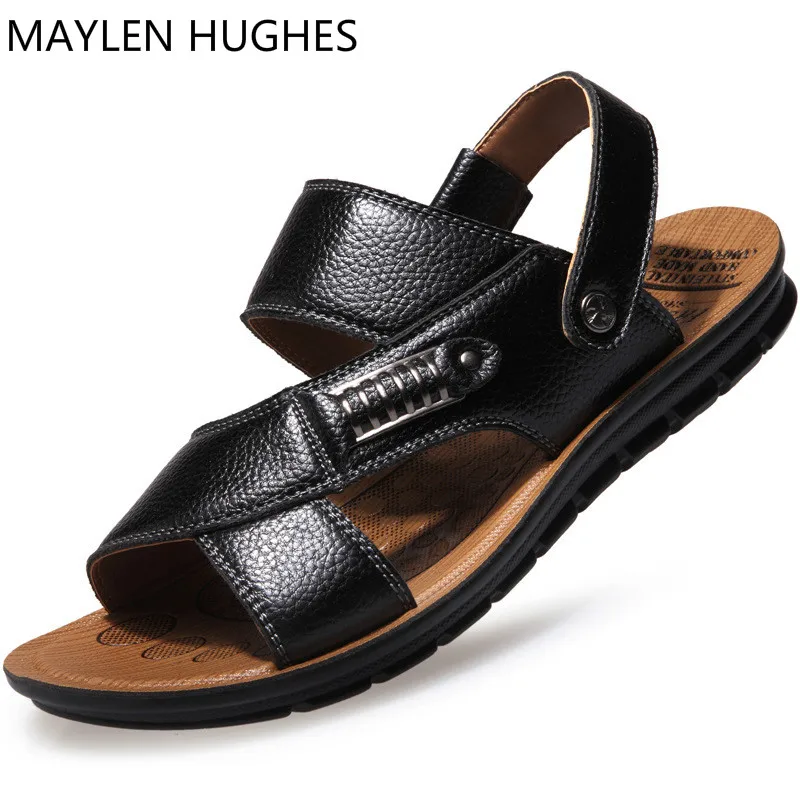 

Summer sandals men's leather cowhide beach shoes casual breathable cool drag men's shoes zapatillas de plataforma verano 2018