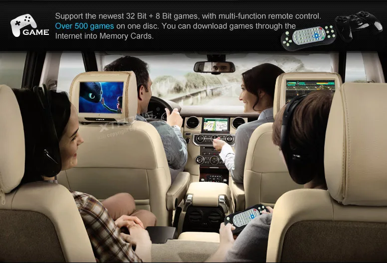 Perfect 2x9" Black Color Touch Screen Car Headrest DVD Headrest Car Monitor with 2 IR Headphones & 8 Bits & 32 Bits Games 3 Perfect 2x9" Black Color Touch Screen Car Headrest DVD Headrest Car Monitor with 2 IR Headphones & 8 Bits & 32 Bits Games 3