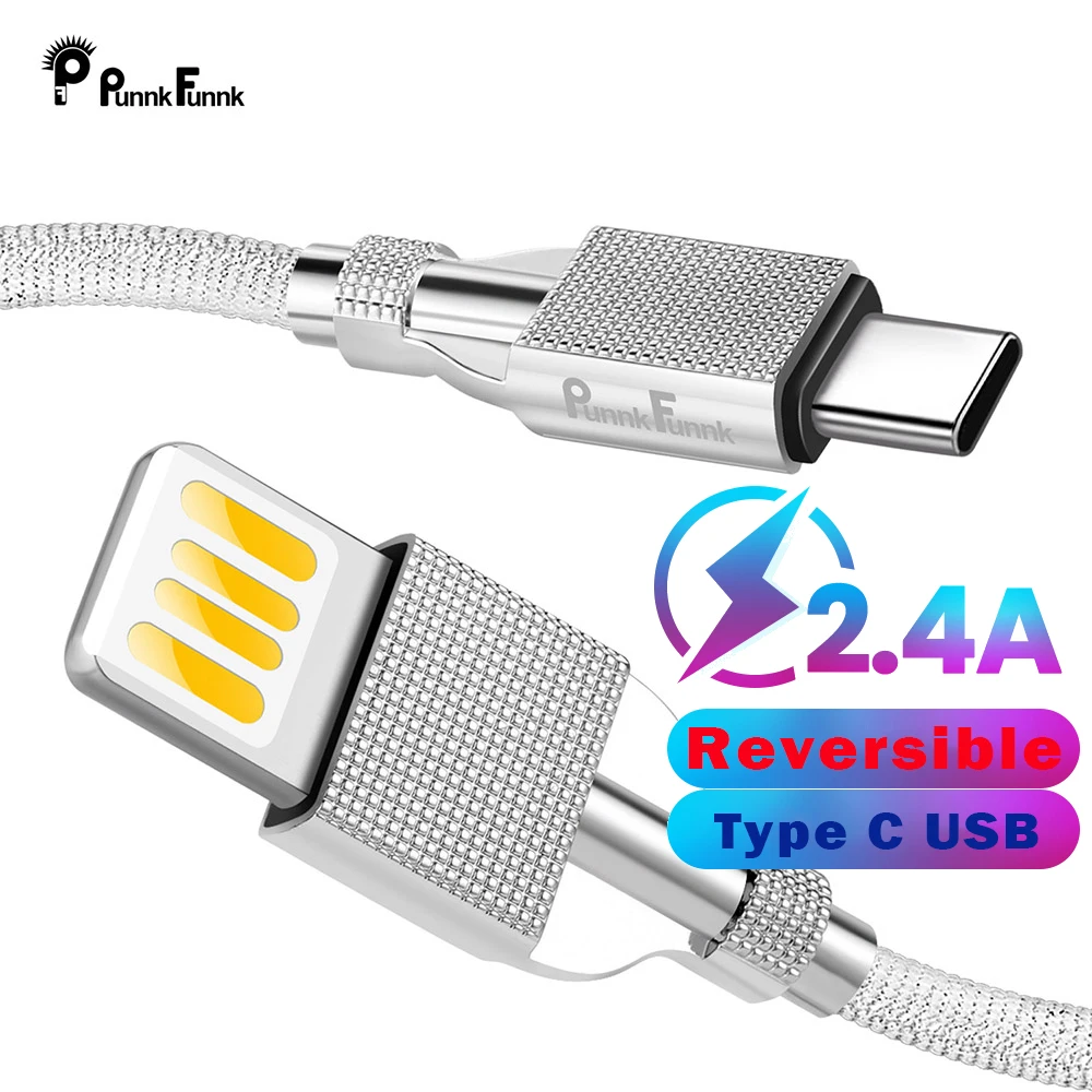 

Punnkfunnk USB Type C Cable,Luxury Reversible usb c cable For Huawei P20 P30 &xiaomi mi7 8,9 Samsung S10 S9 S8 charger cord