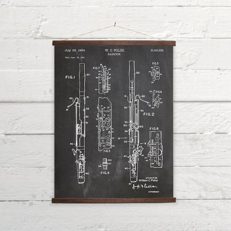 Музыкальное Искусство Постеры винтажная музыка патент принты классический музыкальный инструмент настенная живопись холст настенный Декор подарок