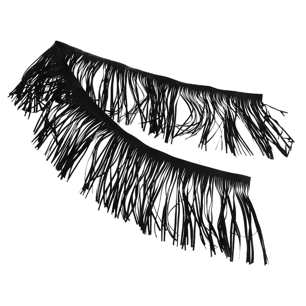 

100cm Black Faux Leather Tassel Fringe Trimming DIY Crafts Accessories