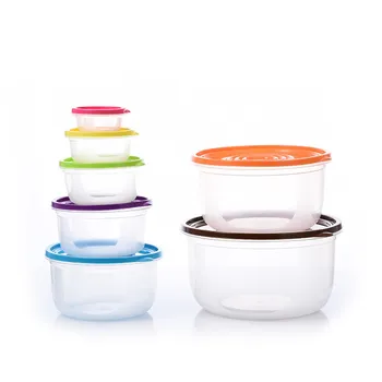 

7pcs/set FDA Grade Transparent Crispers Set with Lid Plastic Food Storage Box Kitchen Refrigerator Containers Round/Square