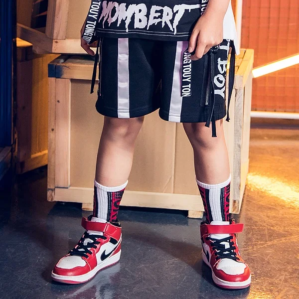 Only shorts Джазовые танцевальные костюмы для девочек, клетчатые топы, штаны, Детский костюм в стиле хип-хоп, детская одежда для уличных танцев, уличная одежда для представлений DWY1022 - Цвет: Only shorts