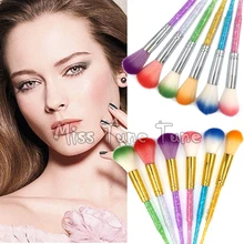 1pcs Rhinestone Make Up Brushes Blush Foundation Face Brush Gradient Colorful Hair Nail Art Powder Cosmetic Tool