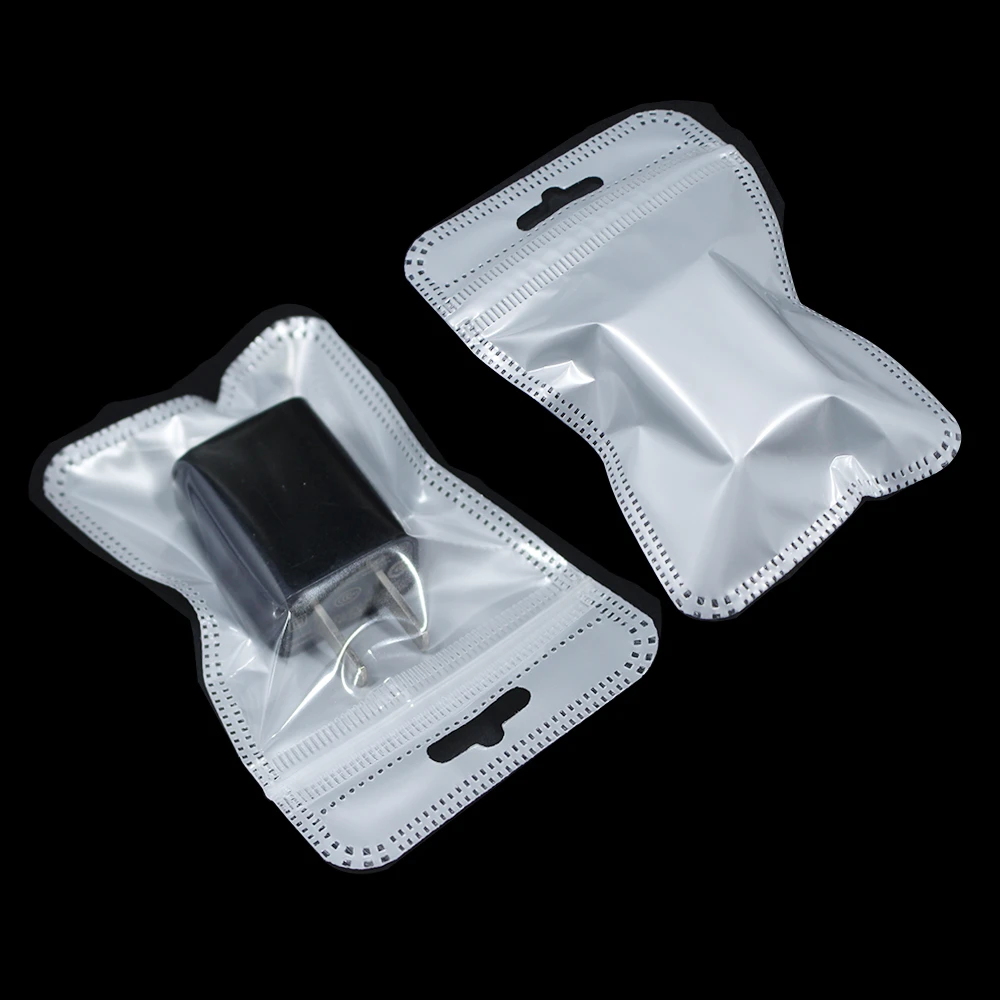 

Retail 5.5*9cm 2.16"x3.54" 500Pcs/Lot White / Clear Self Seal Zipper Plastic Packing Bag Zip Lock Package Bags With Hang Hole