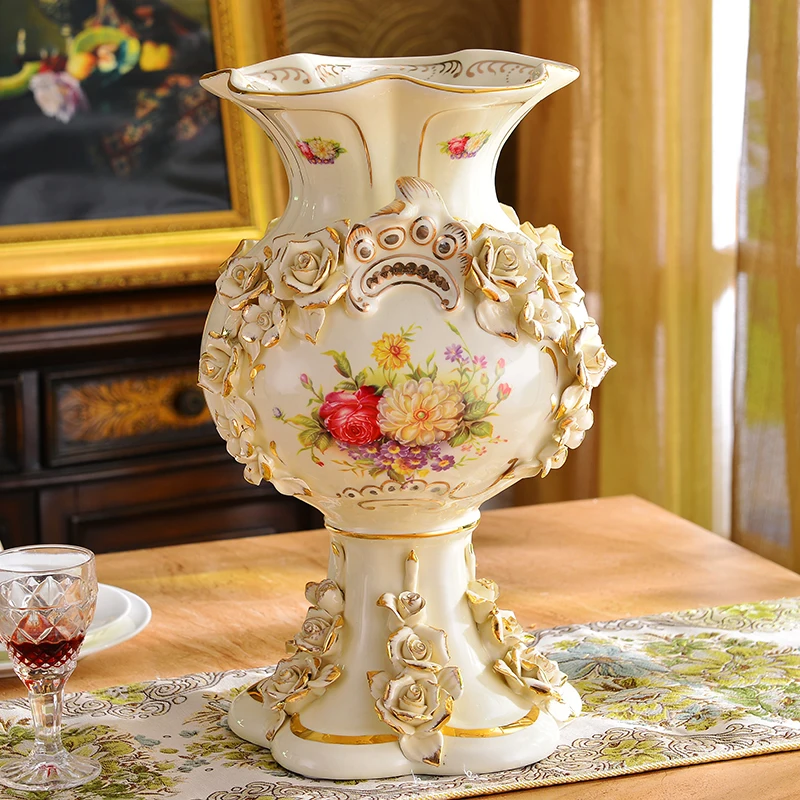

European style luxury decoration vase living room decoration Home Furnishing ornaments ceramic vase Housewarming gift
