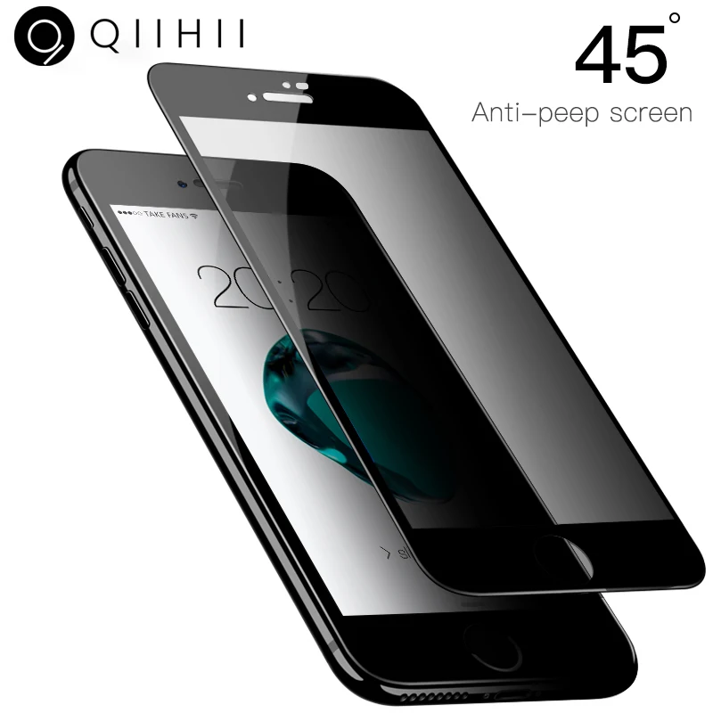 

QIIHII Privacy Screen Protector For iphone 8 7 6 6S Anti-peeping Protective Tempered Glass For iphone X XR XS MAX 7 Plus