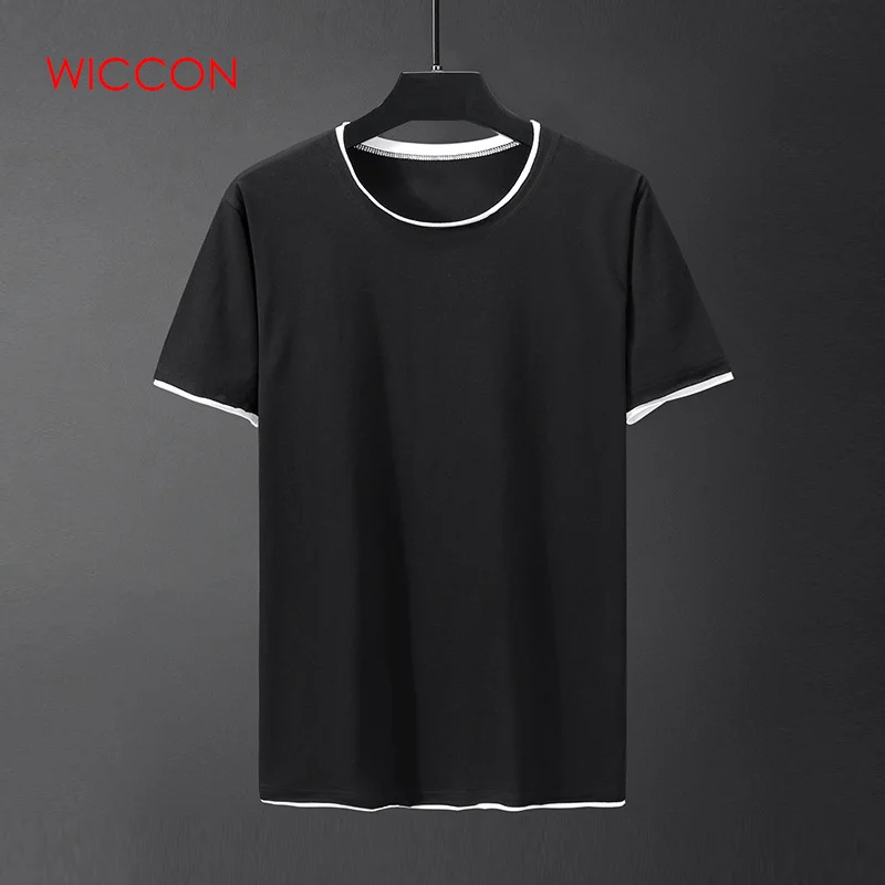 Новые летние для мужчин's Топы корректирующие бренд сплошной цвет Slim Fit футболки с коротким рукавом повседневное с круглым вырезом