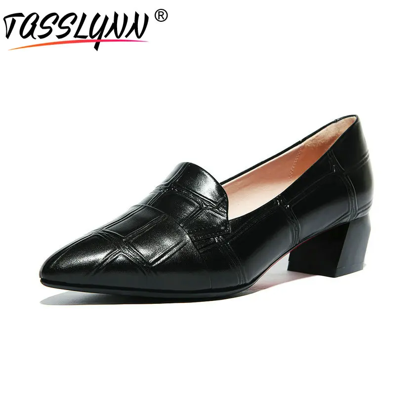 

TASSLYNN 2018 Women Pumps Shoes Pointed Toe Med Heels Spring and Autumn Hoof Med Heels Women Pumps Novelty Shoes Size 34-42