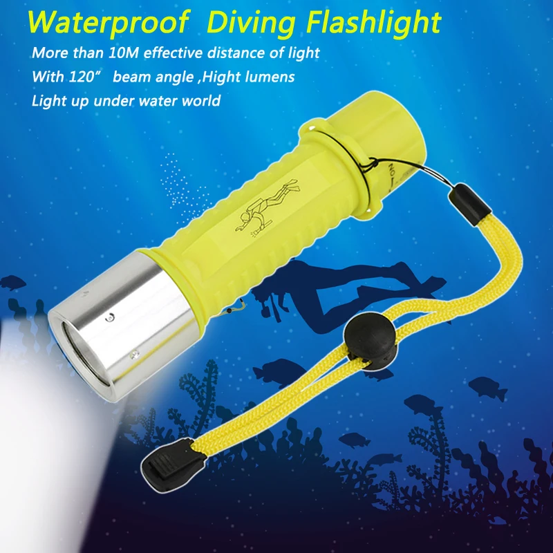 Ultra Bright Waterproof Torch Underwater Diving Powerful LED Flashlight Camping Light Battery Powered (4)