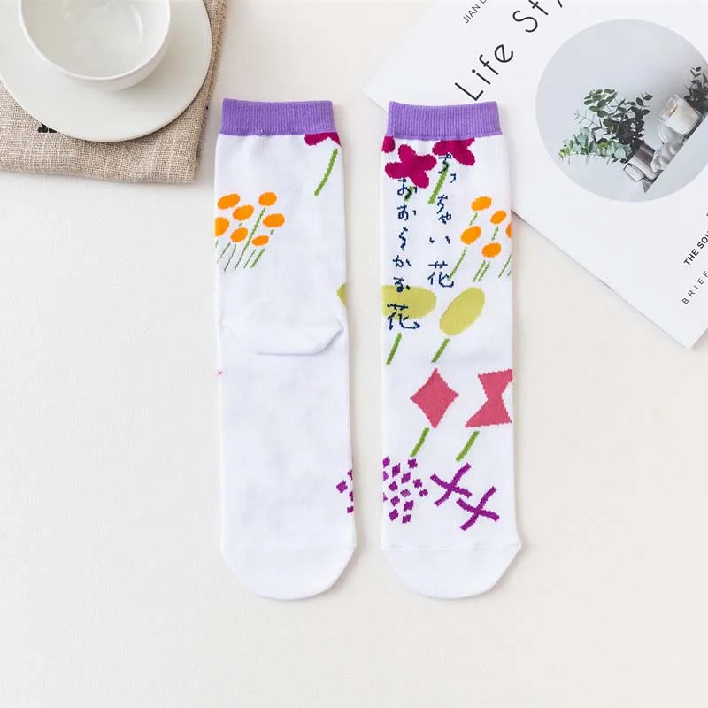 [COSPLACOOL] Творческий Фрукты цветочный Носки милые забавные Harajuku мультфильм книги по искусству японский носки для девочек для женщин