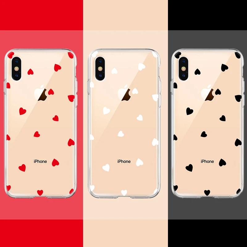 

Love Heart Case For iPhone 6 6s 7 8 Plus X XR XS Max Case Transparent Pattern Silicone Cover on the For iPhone X XR XS Max Cases