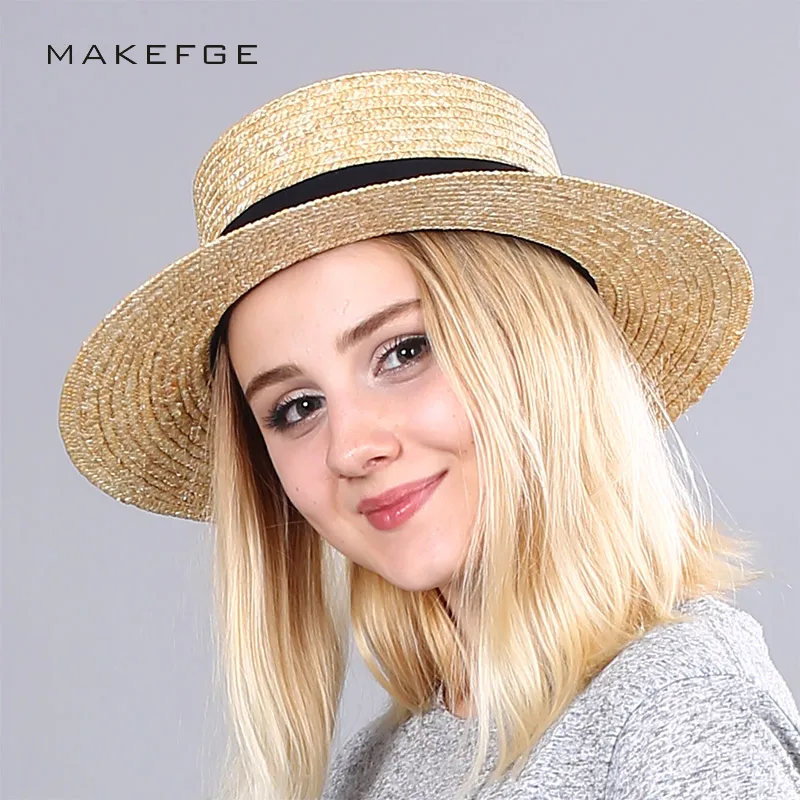 

Brands fashion Beach hat wide brim straw hat flat top summer sun hat ladies wheat ladies straw hat girls beach Chapeu Feminino
