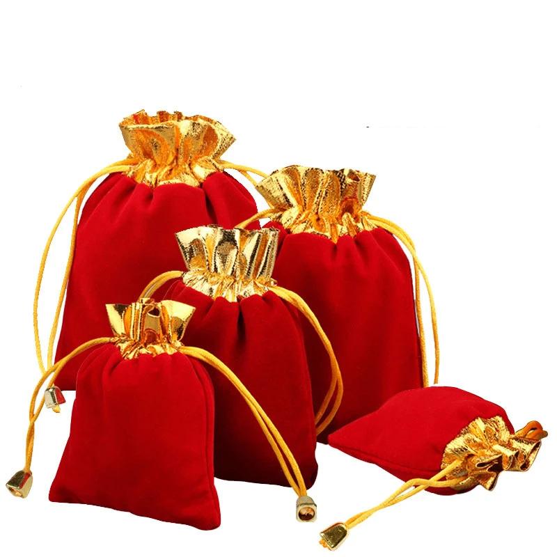 4 Size Luxury Jewellery Pouches Packing Velvet Gift Bags Wedding