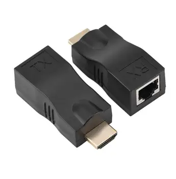 

2x HDMI 30m To RJ45 Network Cable Extender Converter Repeater Over CAT-5e CAT6 Support HDMI1.4 3D 1080P