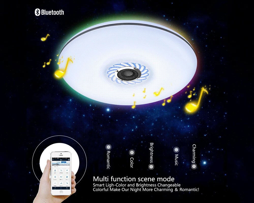 Современный умный светодиодный потолочный светильник RGB для гостиной 32 Вт с Bluetooth