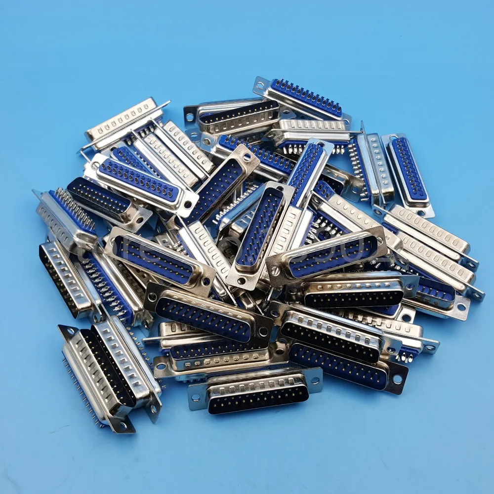 50Pcs DB25 Male Two Row 25Pin Wire Solder DIY Plug Parallel Interface
