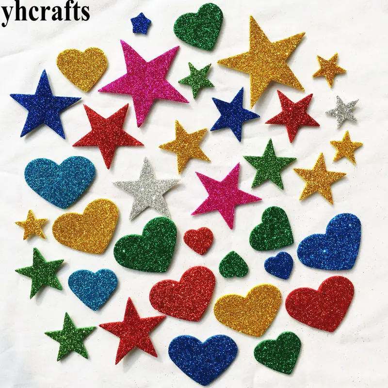 10 упак./лот, бабочка и стрекоза блестящие пенопластовые наклейки, Детские Поделки, набор для скрапбукинга ручной работы домашние Творческие игрушки - Цвет: 550PCS heart star