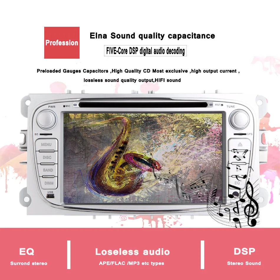 Clearance 2 din Android 9.0 Octa 8 Core Car DVD Player GPS Navi for Ford Focus Galaxy with Audio Radio Stereo Head Unit 1024*600 4G RAM 4
