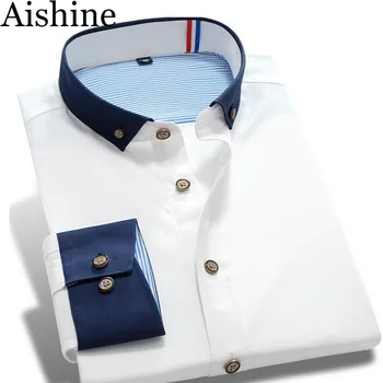 YXS19 New 2016 Men's Dress Shirt Long-Sleeve Brand Shirts Plus Size Hit Color Stitching Fashion Quality Casual Shirt 7 Color