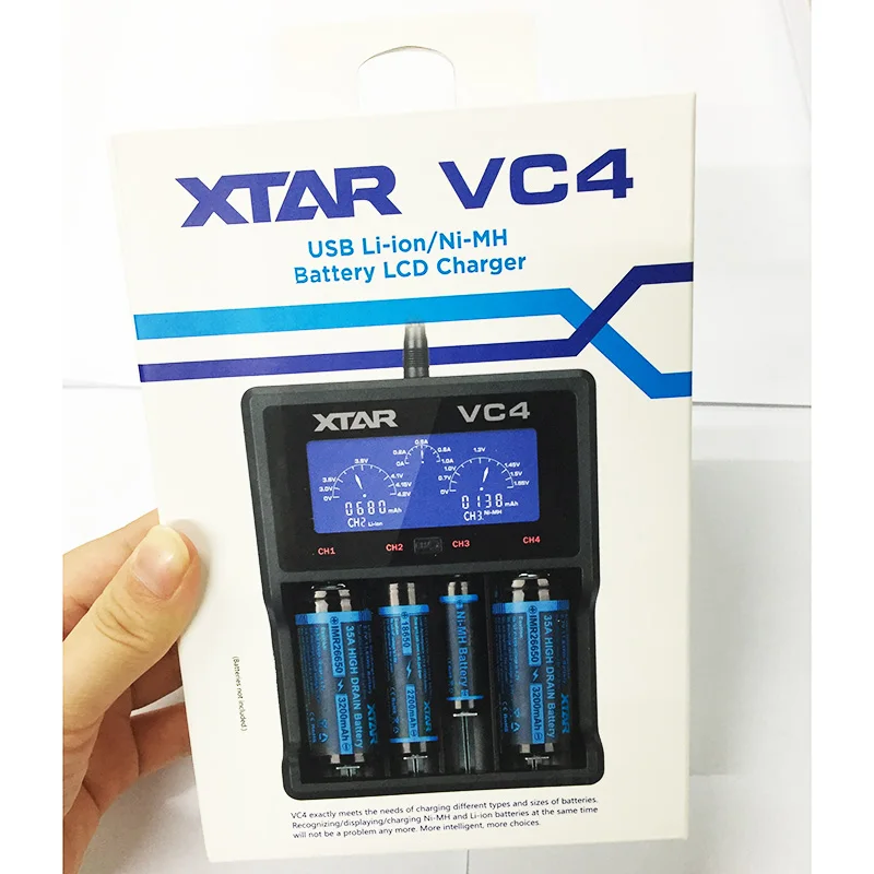 Xtar VC4 Cargador con Pantalla LCD para batería Li-Ion/Ni-MH Negro 