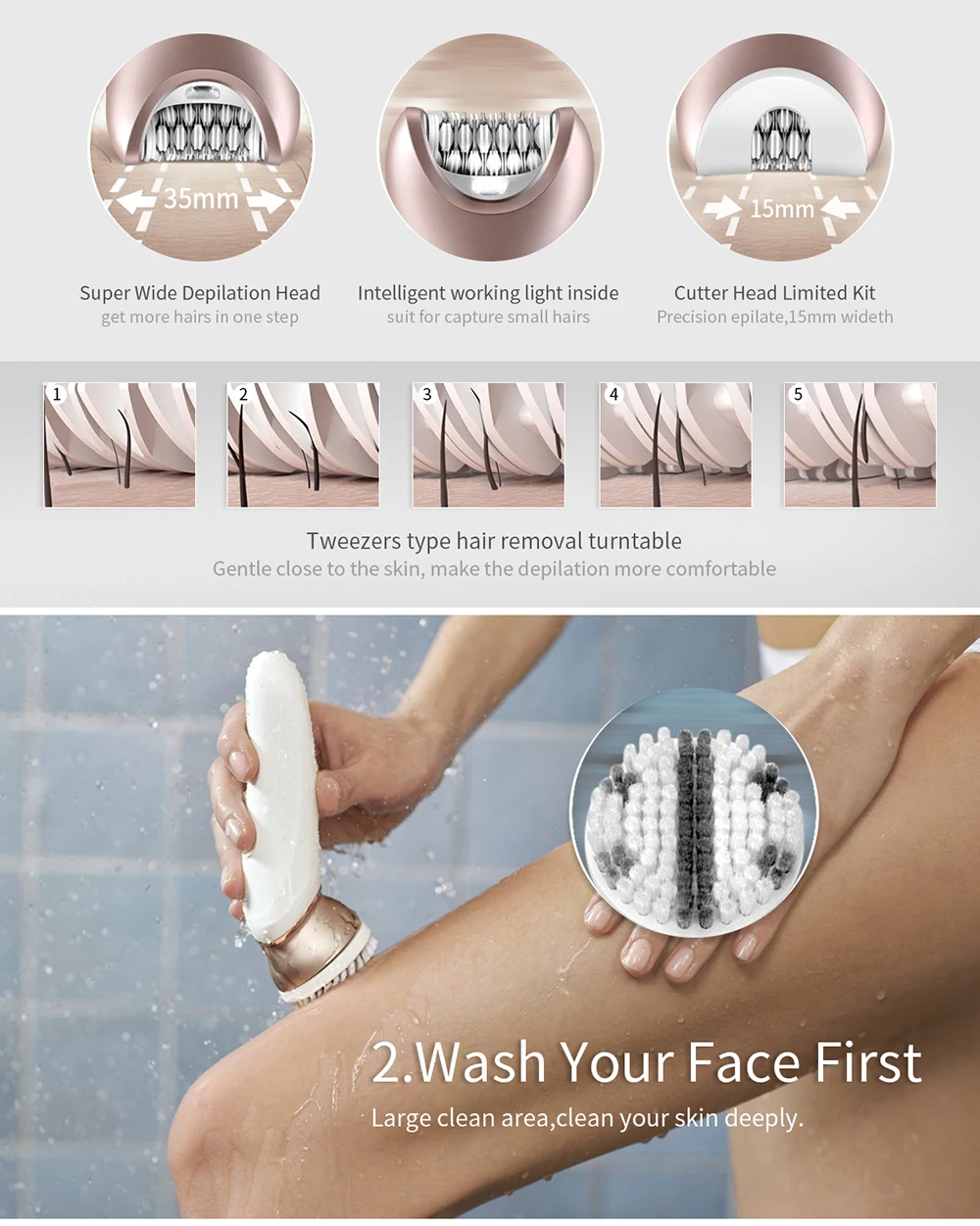 

Kemei Multi-function Electric 5-in-1 Shaving Hair Clipper Wash Brush Hair Removal Beauty Set Epilator Charger Safety Razor TSLM1