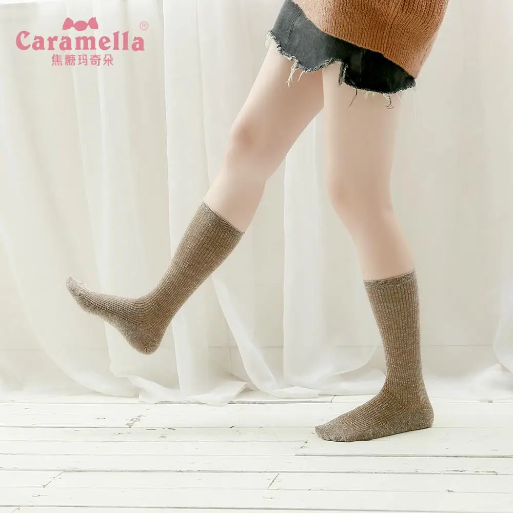 Caramella/1 пара осенне-весенних женских носков модные блестящие Гольфы хлопковые мягкие универсальные высокие носки для девочек calcetines mujer