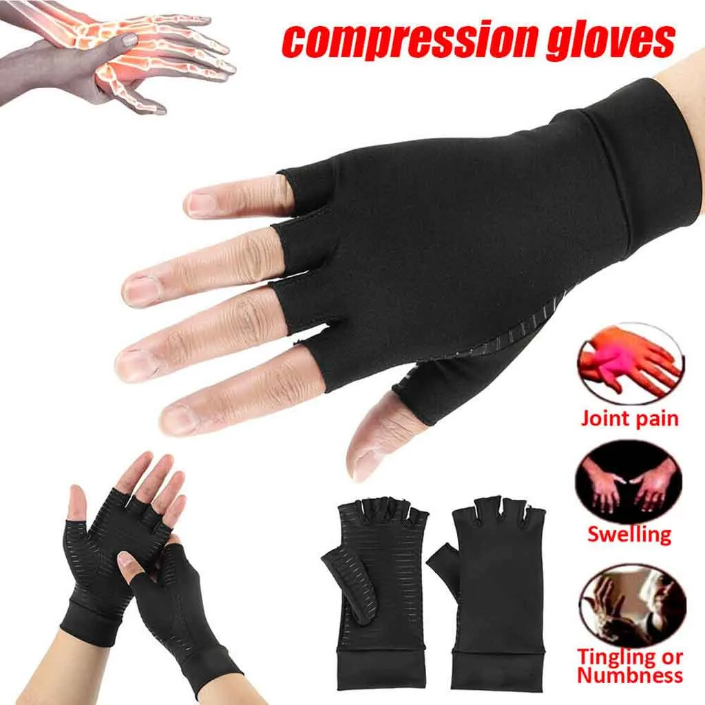 1Pair Arthritis Copper Compression Hand Gloves Fit Carpal Tunnel Hand Wrist Brace Support Highest Copper Content Alleviate