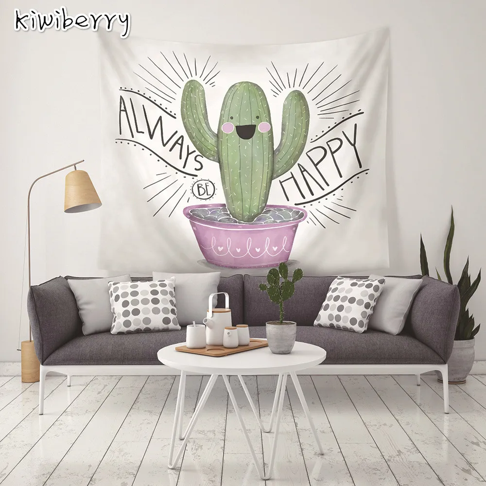 

Astoral Green Plant Picture Cactus Mandala Printed Tapestry Wall Hanging Decorative Large Polyester Fabric Boho Decor Ouija