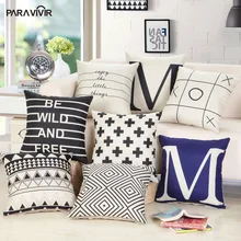 ФОТО geometric cushion cover nordic style letters black white printed cushion case stripe home sofa decorative pillow cases almofadas