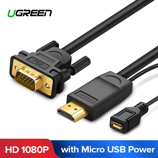 Best Offers Ugreen Active HDMI to VGA Adapter Cable Audio Video Converter HDMI Cord with Micro USB Power Cable for PC Laptop HDTV Monitors Best Offers Ugreen Active HDMI to VGA Adapter Cable Audio Video Converter HDMI Cord with Micro USB Power Cable for PC Laptop HDTV Monitors
