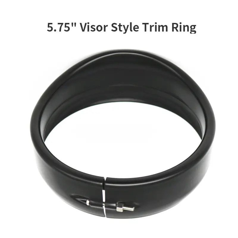 

5.75" 5.75Inch Visor Style Round LED Headlight Headlamp Trim Ring for Softail Touring Road King