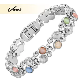 

Vivari Colorful Cat Eye Stone Magnetic Bracelet For Women 6Pcs Magnets Silver Plated Bracelets Bangle Supreme Best Gifts Lovely
