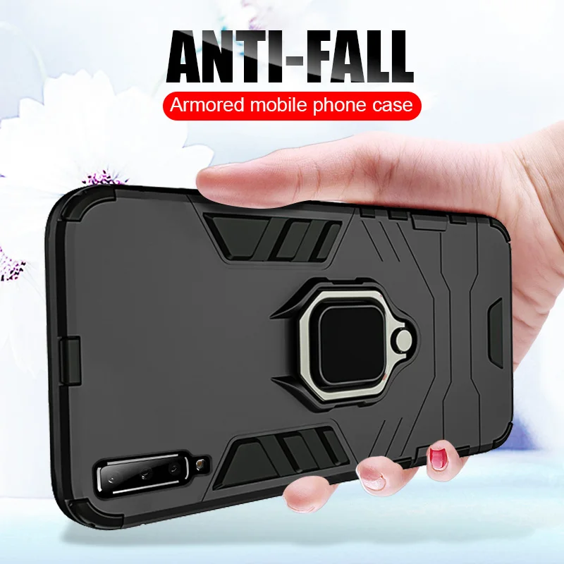 

Luxury armor Shockproof Phone Case For Huawei P30 P20 Lite Mate 20 Pro Case For Huawei Nova 3i P Smart 2019 Car Holder Ring Case