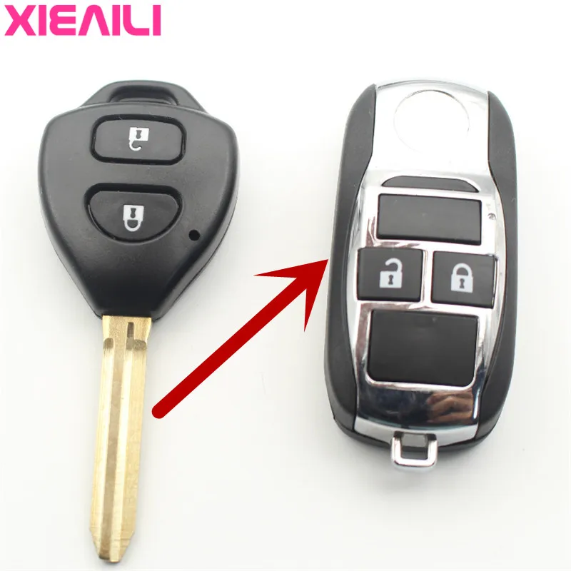 

XIEAILI OEM 2Button Modified Flip Folding Remote Key Case Shell For Toyota Avensis/Avalon/Reiz/Corolla/Rav4 Key Fob Case S22