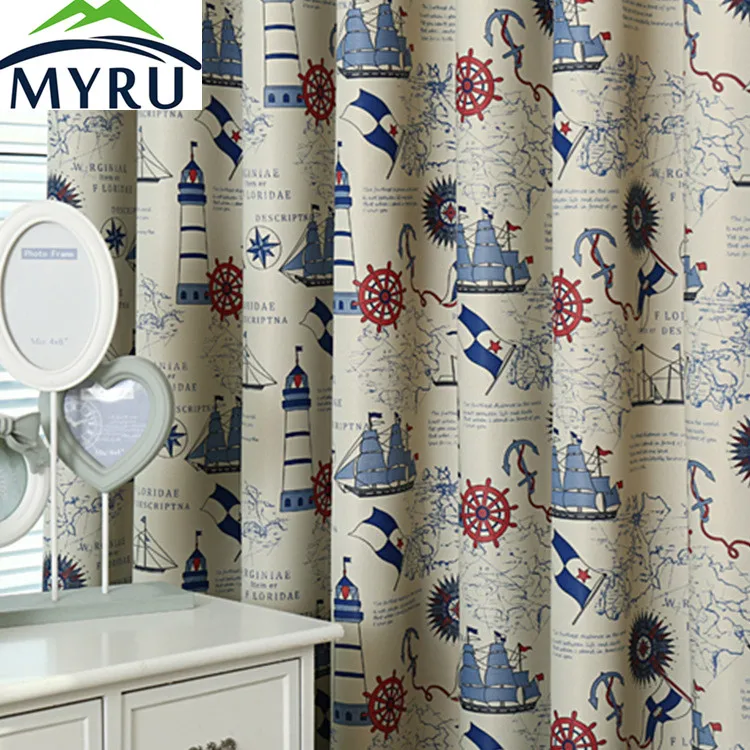 

MYRU Hot Sale Curtain Style Voyage Curtain Children Room Health and Environmental Protection Printing Curtain