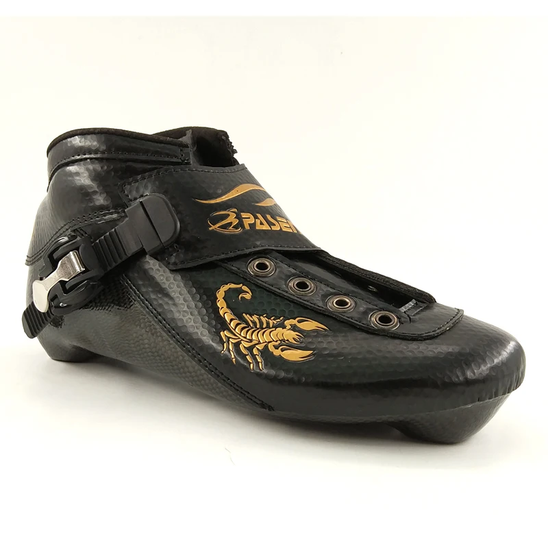 PASENDI المهنية سرعة حذاء تزلج بعجلات الأحذية بالغين أطفال الأسطوانة أحذية التزلج أسود أحمر تزلج ألياف الكربون