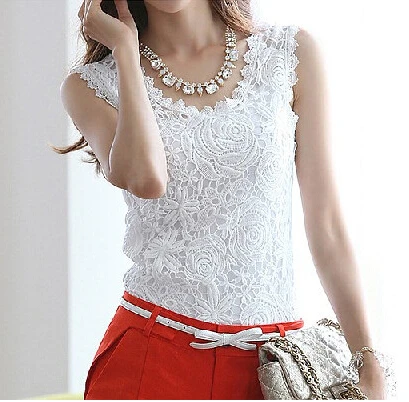 

2019 new Summer blouse Fashion Top Lace Casual Sleeveless Plus Size Shirts For Women Brand Quality Black White Halter Top