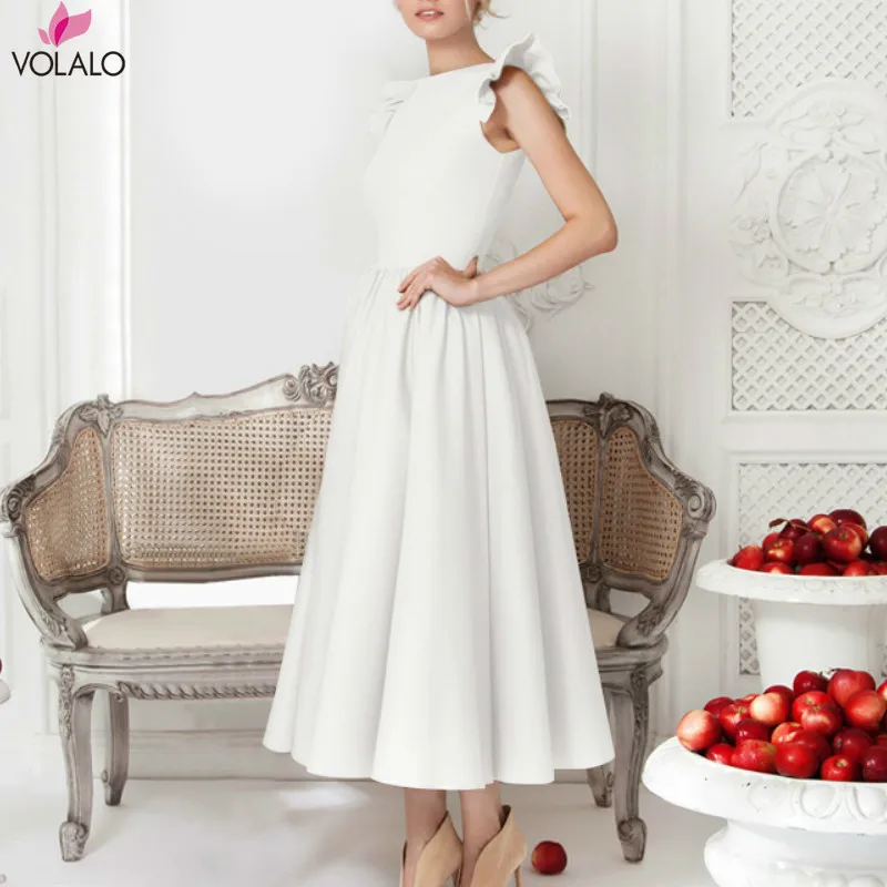 

Lace Ruffles Dress Women White Elegant A-Line Mid Calf Dress Lady Lotus Leaf Edge Sleeveless Sexy O Neck Spring Autumn Dresses