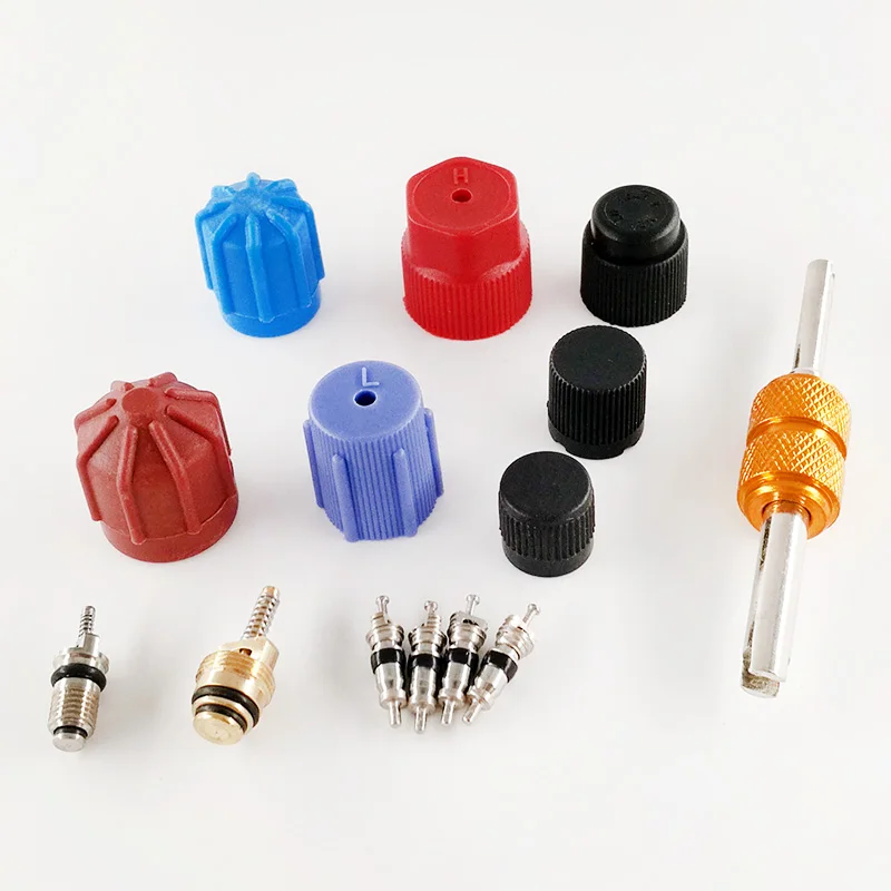 

10sets of 14pcs AC System Service Kit A/C Caps & Valve Cores & Remover Auto Rapid Seal Kit Car Air Conditioning Installer Tool