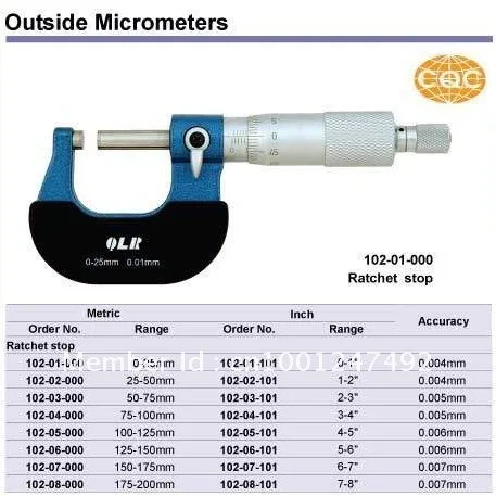 Qingliang scrib линия Снаружи Микрометр. 0-25 мм. 102-01-000. 0-1inch.Quality товаров
