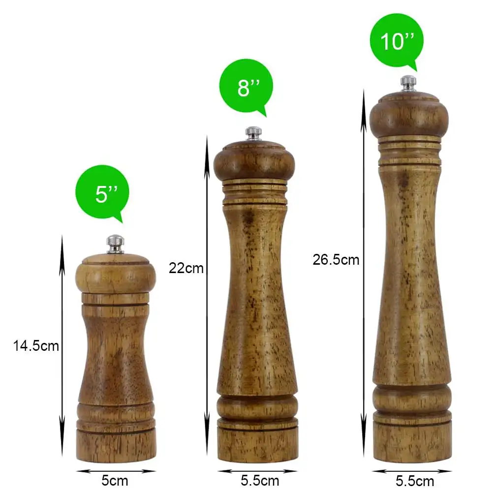 Мельница для соли и перца, мельница для перца из твердого дерева с сильной регулируемой Керамической шлифовальной машиной " 8" 1"-домашние кухонные инструменты
